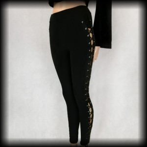 Legginsy goth XS wiązania gorsetowe