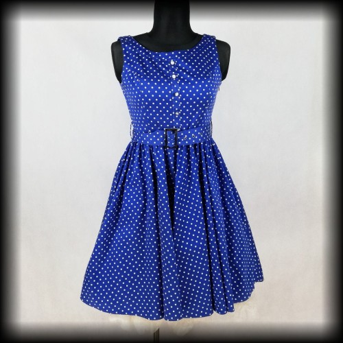 Sukienka Pin Up Hearts &amp; Roses XL niebieska w groszki.jpg