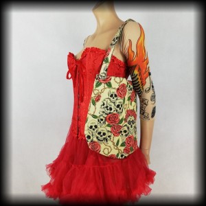 Torba beżowa w czaszki i róże