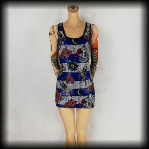 Sukienka Iron Fist S mini marynarska w czaszki punk cekiny