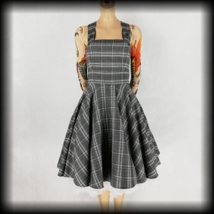 Sukienka Pin Up Hell Bunny XS szara kratka retro 