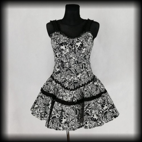 Sukienka Punk Gothic Voodoo Vixen L mini czaszki.jpg