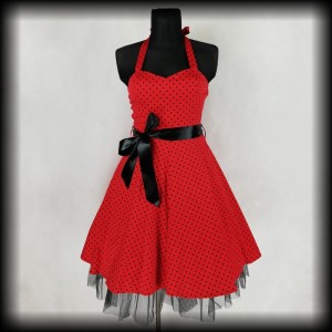 Sukienka Pin Up Hearts & Roses L czerwona w groszki