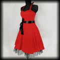 Sukienka Pin Up Hearts &amp; Roses L czerwona w groszki6.jpg