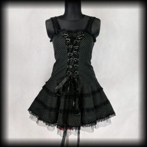 Sukienka mini Hell Bunny L groszki gorset