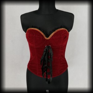 Gorset welurowy XL burleska czerwony
