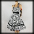 Sukienka Pin Up Punk H&amp;R SM czaszki biało czarna2.jpg
