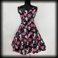 Sukienka Pin Up Punk H&amp;R XL czaszki róże4.jpg