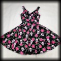 Sukienka Pin Up Punk H&amp;R XL czaszki róże5.jpg