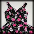 Sukienka Pin Up Punk H&amp;R XL czaszki róże6.jpg