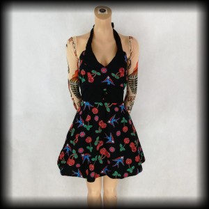 Sukienka Pin Up Punk Banned S mini old school czaszki i wisienki