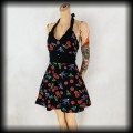 Sukienka Pin Up Punk Banned S mini old school czaszki i wisienki2.jpg
