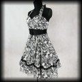 Sukienka Pin Up Punk Hearts &amp; Roses XL czaszki biało czarna2.jpg
