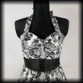 Sukienka Pin Up Punk Hearts &amp; Roses XL czaszki biało czarna3.jpg