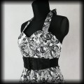 Sukienka Pin Up Punk Hearts &amp; Roses XL czaszki biało czarna4.jpg