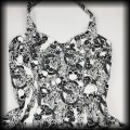 Sukienka Pin Up Punk Hearts &amp; Roses XL czaszki biało czarna8.jpg