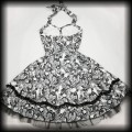 Sukienka Pin Up Punk Hearts &amp; Roses XL czaszki biało czarna9.jpg