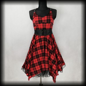 Sukienka asymetryczna w kratę L/XL Punk Goth NOWA