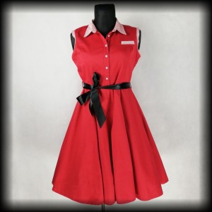 Sukienka Pin Up Collectif XXL czerwona z marynarskim twistem