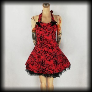 Sukienka Pin Up Punk H&R S mini old school tattoo czerwona 2