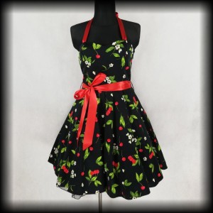 Sukienka Pin Up Hearts & Roses XL wisienki wiązana na szyi