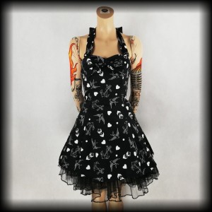Sukienka Pin Up Punk H&R XS/S mini old school tattoo czarna