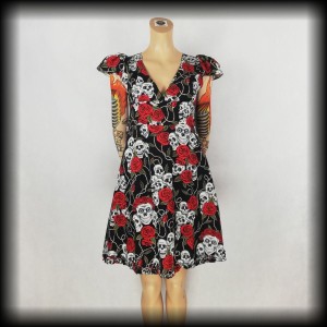 Sukienka Black Roses M czaszki i róże 