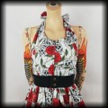 Sukienka Pin Up Punk czaszki i róże S Black Roses popielata NOWA3.jpg