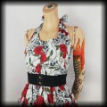 Sukienka Pin Up Punk czaszki i róże S Black Roses popielata NOWA4.jpg