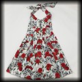 Sukienka Pin Up Punk czaszki i róże S Black Roses popielata NOWA9.jpg