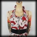 Sukienka Pin Up Punk czaszki i róże M Black Roses różowa3.jpg