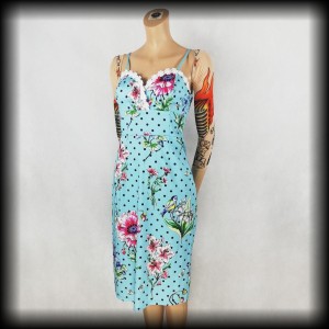 Sukienka Pin Up S-L błękitna ołówkowa Joe Browns