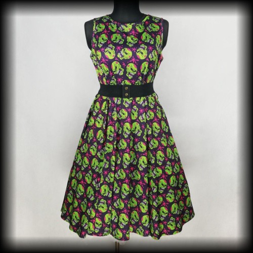 Sukienka Pin Up Psychobilly Lady Vintage XXL3XL zombie czaszki.jpg