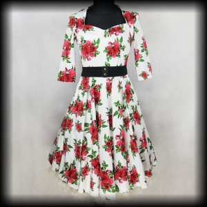 Sukienka Pin Up Hell Bunny XL biała w kwiaty
