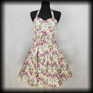 Sukienka Dolly & Dotty L kremowa w kwaty Pin Up Retro
