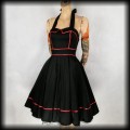 Sukienka Pin Up Gothic XS Hearts &amp; Roses czarna z czerwonymi lamówkami2.jpg
