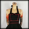 Sukienka Pin Up Gothic XS Hearts &amp; Roses czarna z czerwonymi lamówkami3.jpg