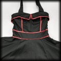 Sukienka Pin Up Gothic XS Hearts &amp; Roses czarna z czerwonymi lamówkami7.jpg