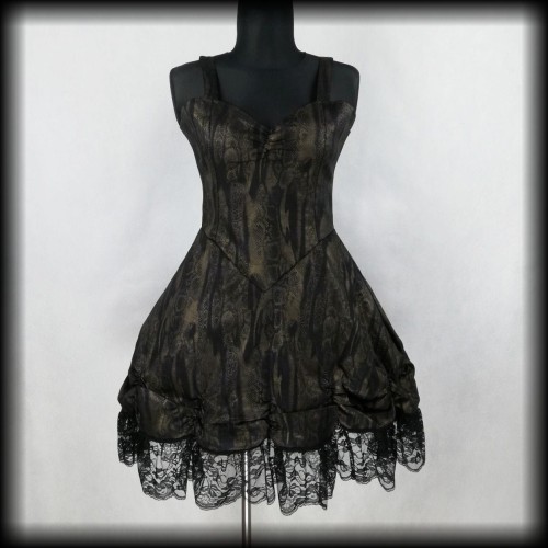 Sukienka Golden Steampunk XLXXL goth złota drapowana.jpg