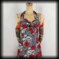 Sukienka Pin Up Punk czaszki i róże SM Black Roses szara3.jpg