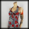Sukienka Pin Up Punk czaszki i róże SM Black Roses szara4.jpg