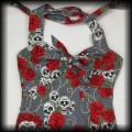 Sukienka Pin Up Punk czaszki i róże SM Black Roses szara8.jpg