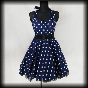 Sukienka Pin Up Hell Bunny 3XL granatowa w groszki