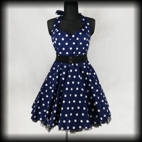 Sukienka Pin Up Hell Bunny 3XL granatowa w groszki.jpg