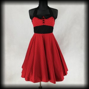 Sukienka Pin Up Hell Bunny XXL czerwona w czarne groszki