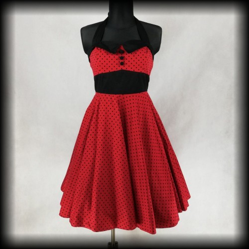 Sukienka Pin Up Hell Bunny XXL czerwona w czarne groszki.jpg
