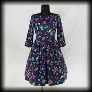 Sukienka Retro Lindy Bop 3XL motyle i kwiaty