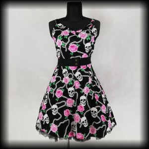 Sukienka Pin Up Punk 3XL czaszki róże