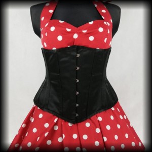 Gorset underbust L/XL (30 cali) czarny satynowy