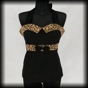 Bluzka Pin Up M/L Collectif czarna z panterką